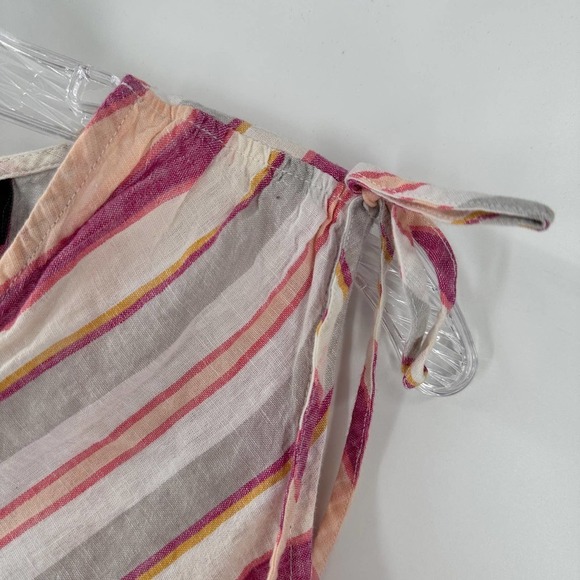 Lane Bryant Stripe Linen Blend Peplum Tank Top Pink - Picture 3 of 7